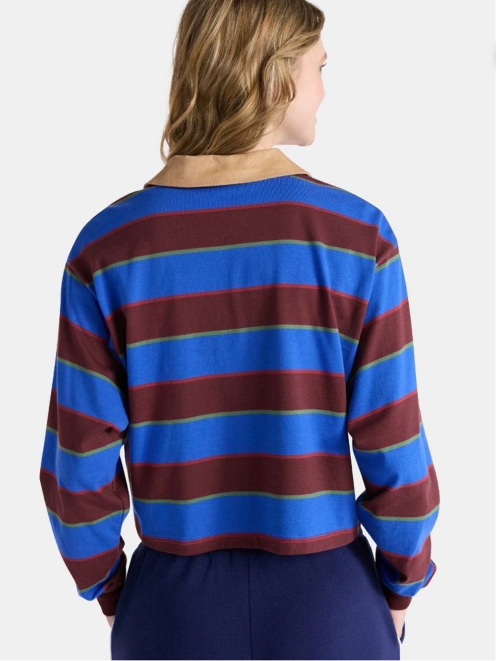 New! Stranger Things No Boundaries Striped Long Sleeve Cropped Rugby Polo Shirt - Picture 4 of 12